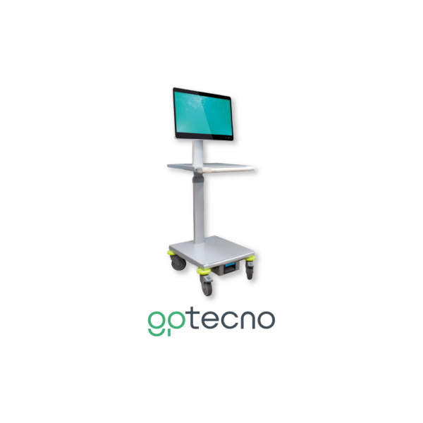 carrello medicale informatizzato con panel pc e gruppo di continuità UPS e regolazione in altezza