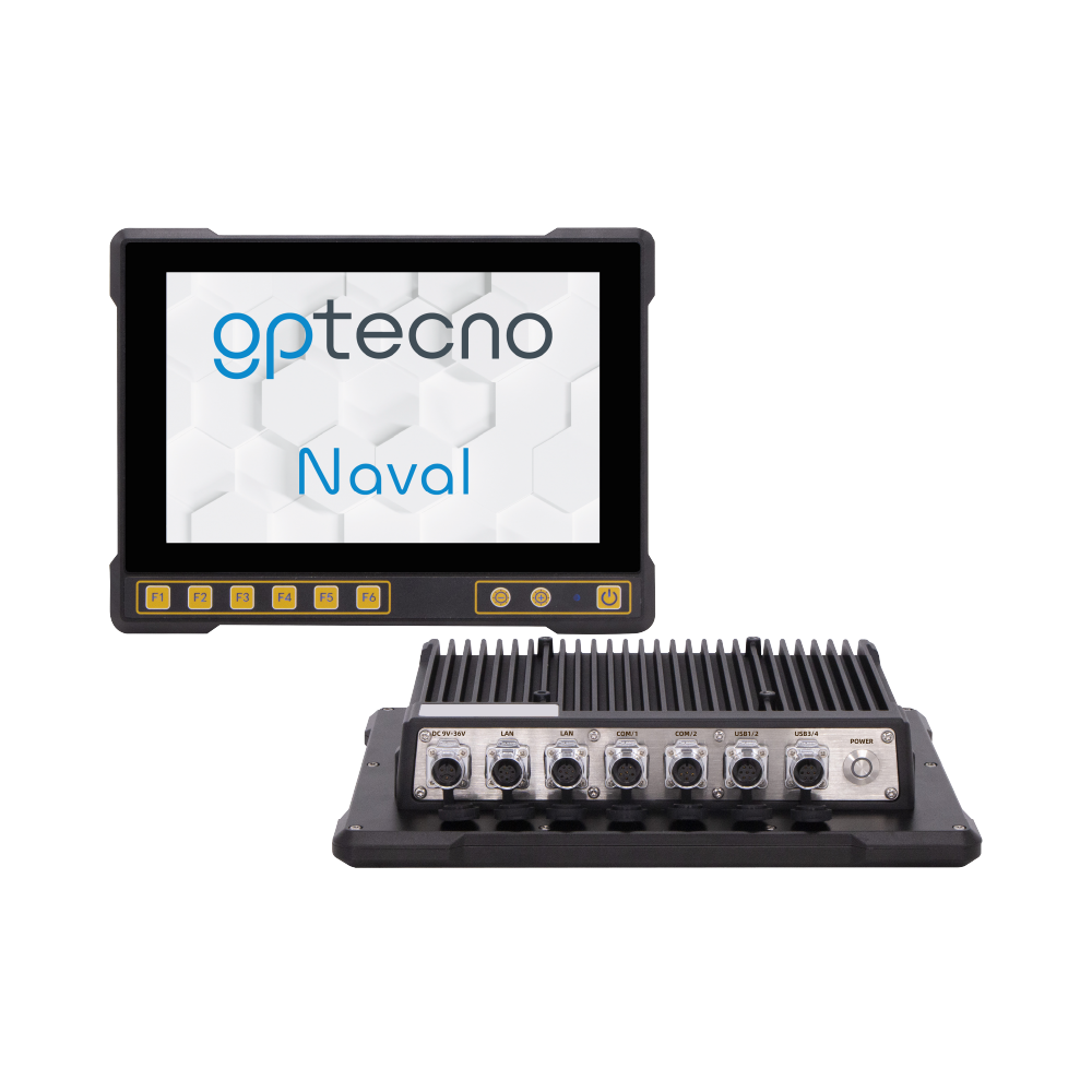Panel PC navale certificato EN 60945 con touchscreen e dimming per navigazione notturna.